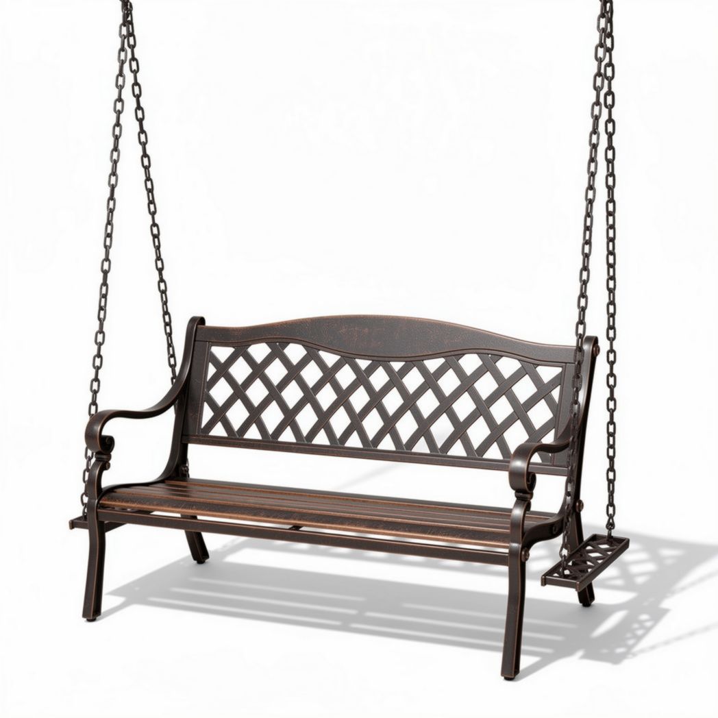 hangbank van metaal en hout voor buitengebruik 180 x 60 x 80cm