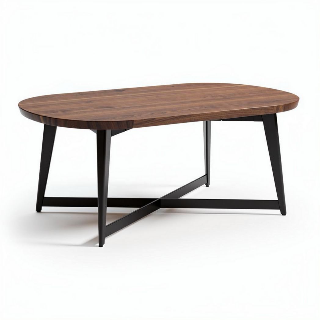 Eettafel van hout met metalen poten 150 x 80 x 75cm bruin zwart