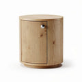 Houten nachtkastje met ronde vorm en ribbelmotief 40 x 40 x 50cm