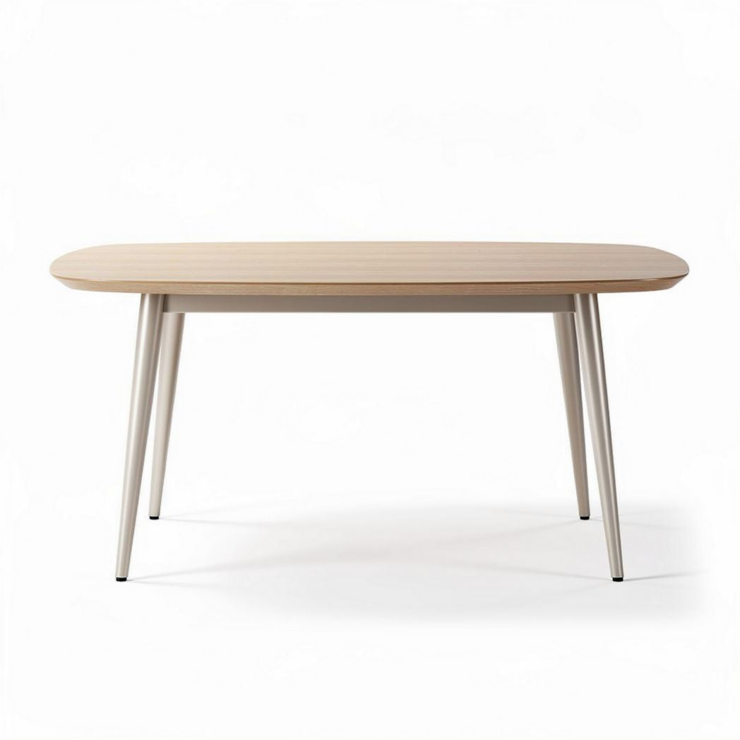 Houten tafel met afgeronde hoeken en lichte kleur 150 x 75 x 75cm
