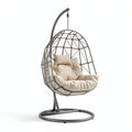 Hangstoel met metalen frame en kussen in beige 100 x 100 x 120cm