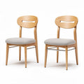 Eikenhouten eetstoelen met gestoffeerde zittingen in grijs 40 x 40 x 85cm