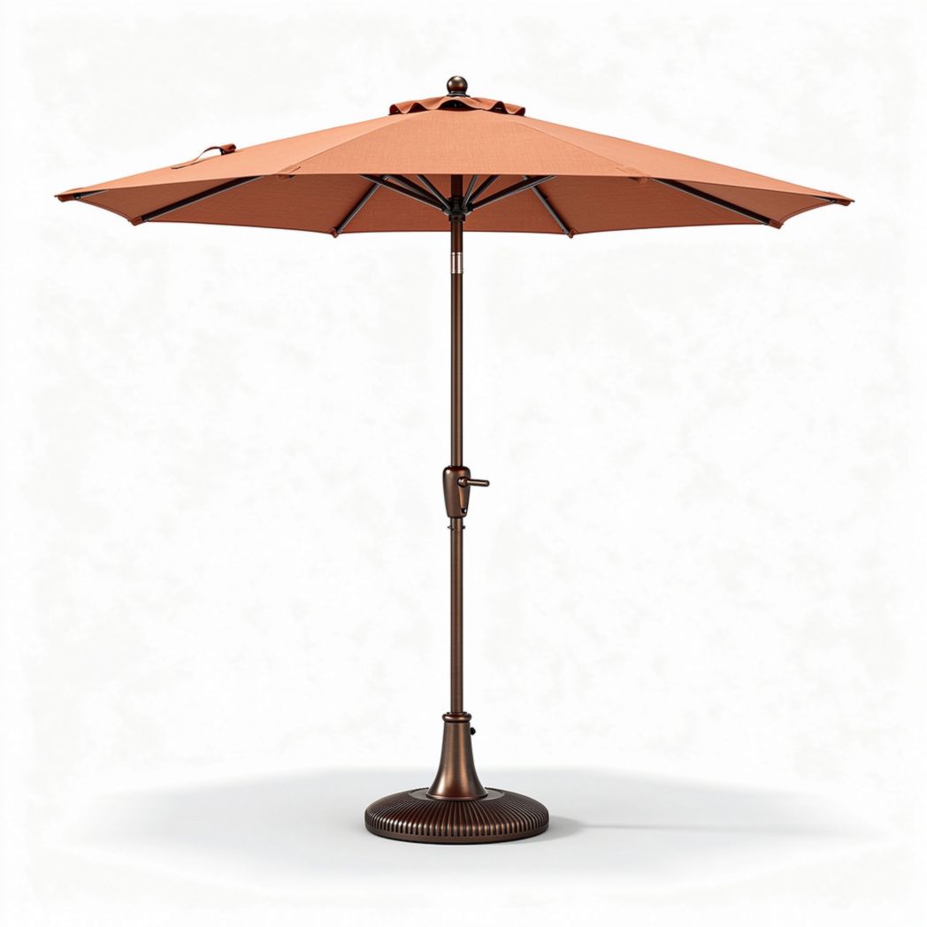 parasol van 250 cm met bruin metalen standaard en oranje doek