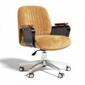 Bureaustoel met microvezel bekleding en houten armleuningen 65 x 65 x 90cm
