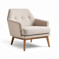 Beige fauteuil met houten poten afmetingen 80 x 80 x 85cm