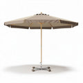 Luxe parasol van polyester met houten stok 250 x 250 x 250cm taupe en bruin