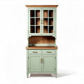 Houten kast met glazen deurtjes in groen met afmetingen 120 x 60 x 200cm