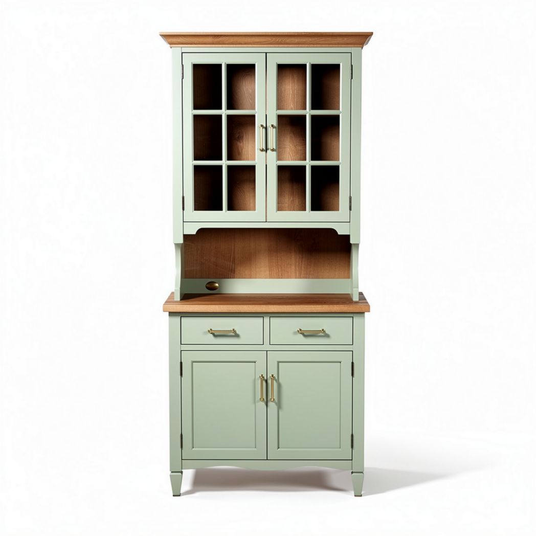 Houten kast met glazen deurtjes in groen met afmetingen 120 x 60 x 200cm